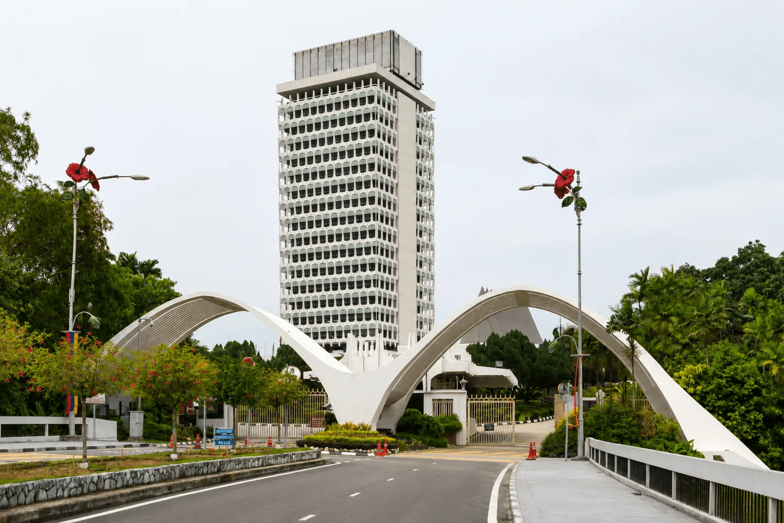 Parlimen Malaysian Parliament building with arch and sky