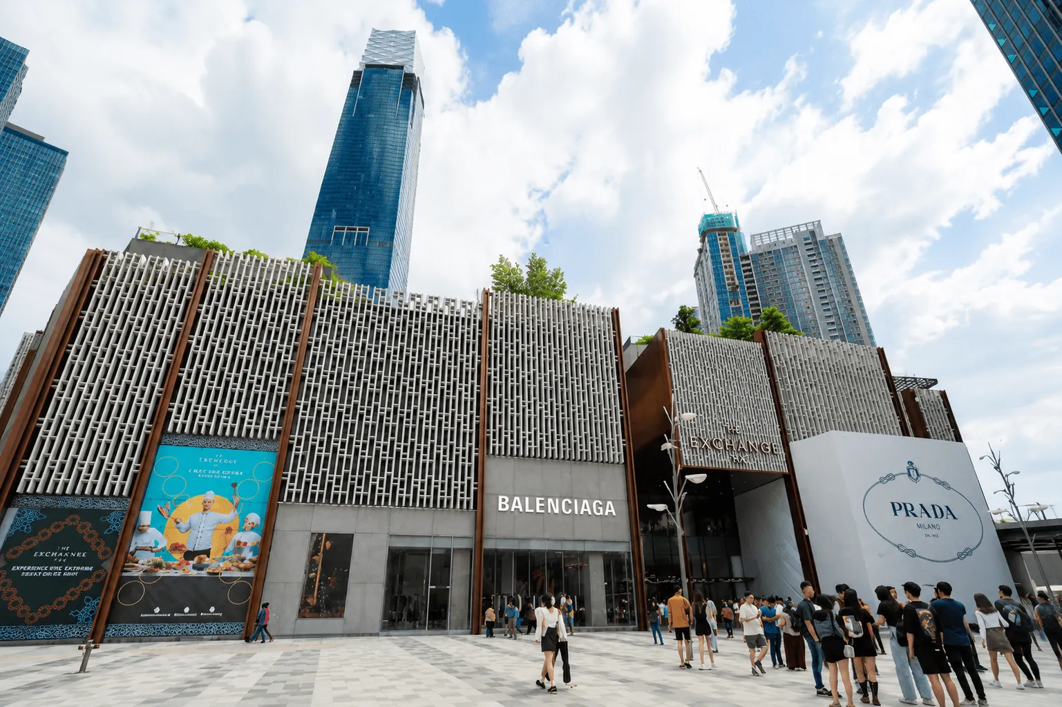 TRX shopping mall Modern commercial shopping mall exterior with Kuala Lumpur skyscrapers