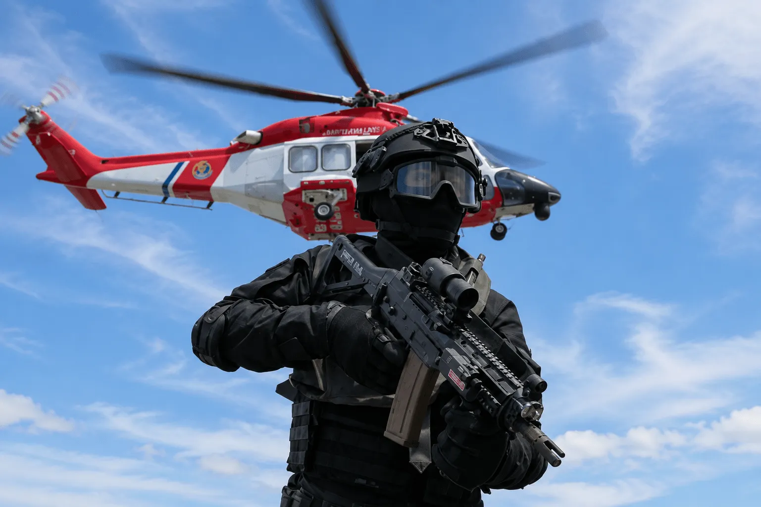 Tentera Malaysia Malaysian military air force officer standing in front of a helicopter